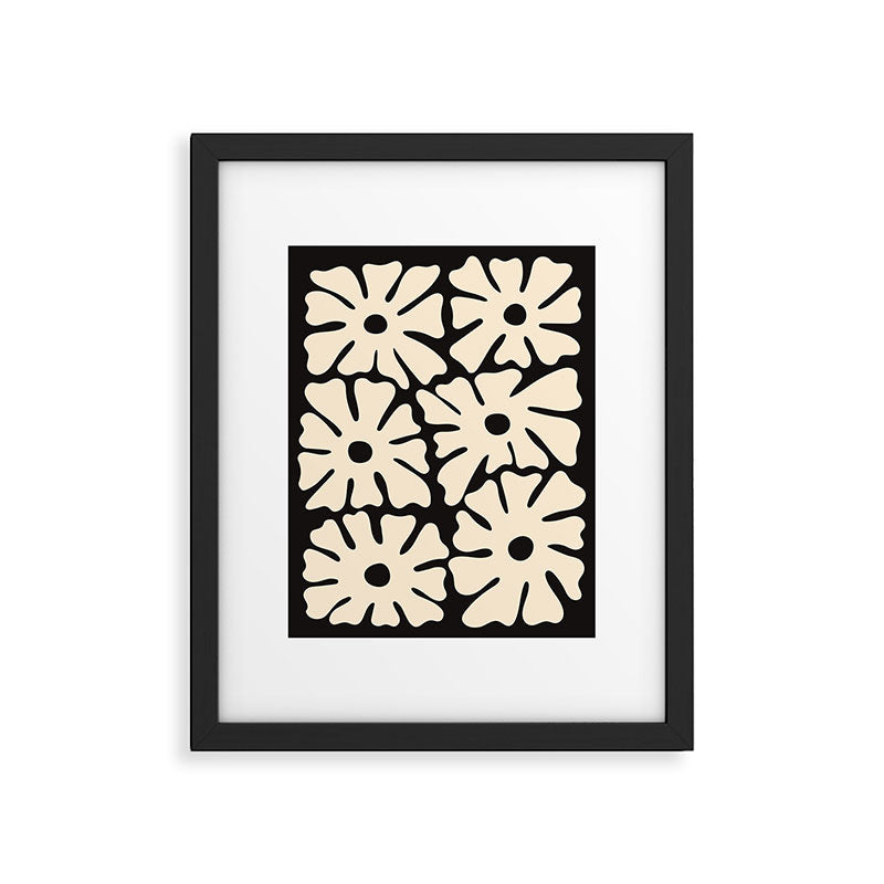 Mid-Century Flowers in Black & White Framed Art Print Gallery Image 4