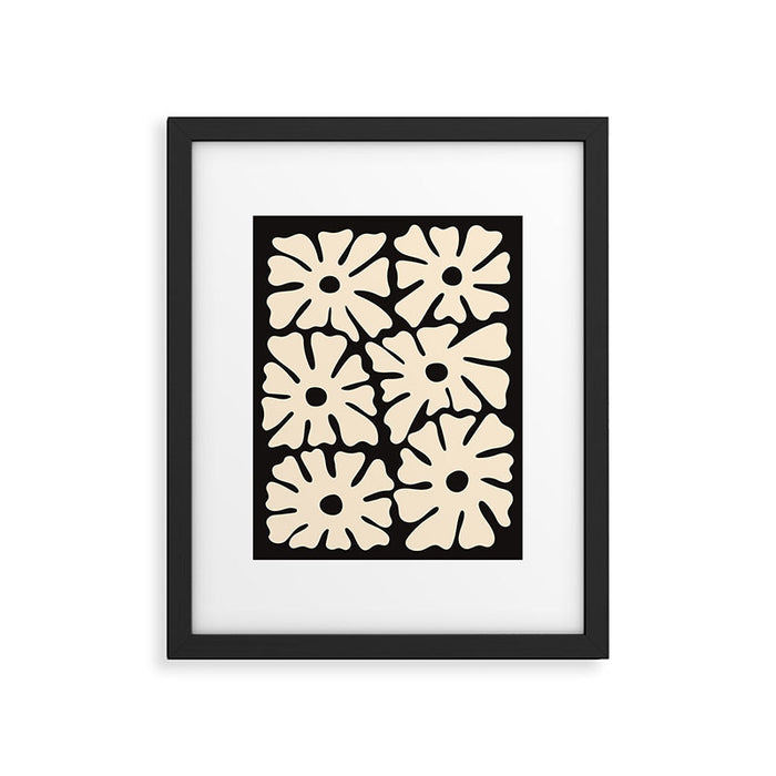 Mid-Century Flowers in Black & White Framed Art Print Gallery Image 1