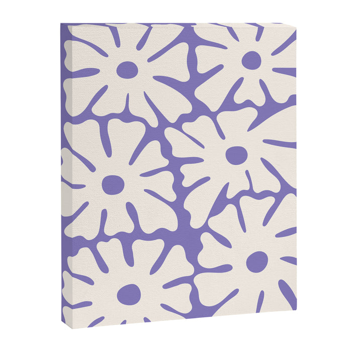 Mid-Century Flowers in Blue & White Canvas Print Gallery Image 1