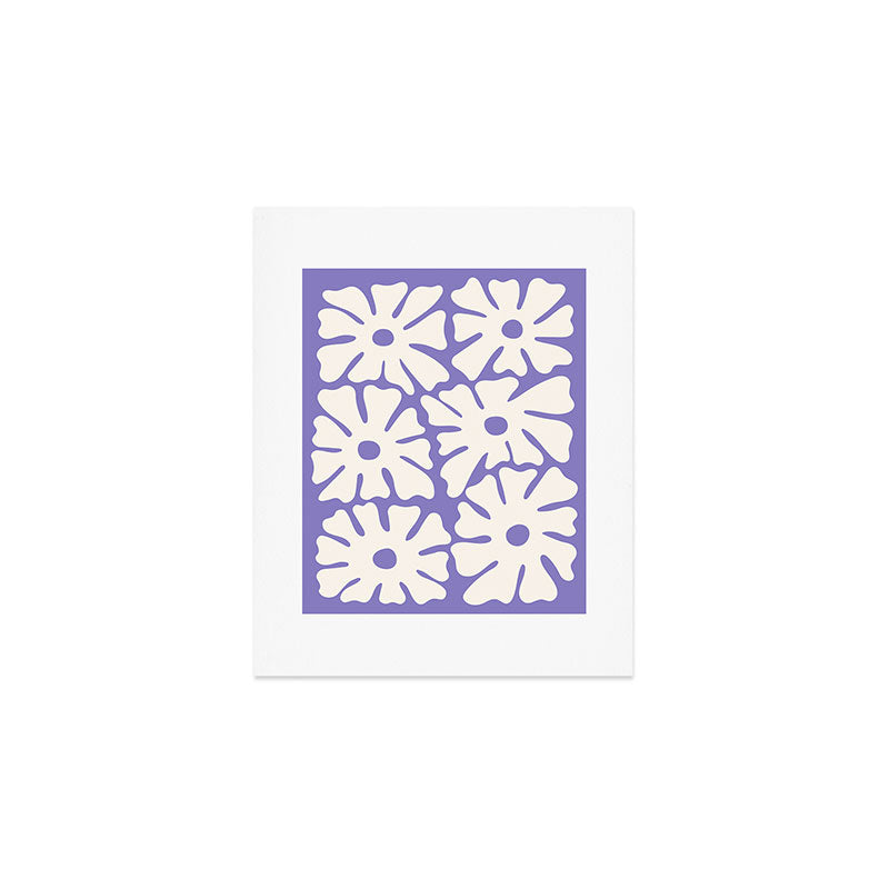 Mid-Century Flowers in Blue & White Art Print Gallery Image 1