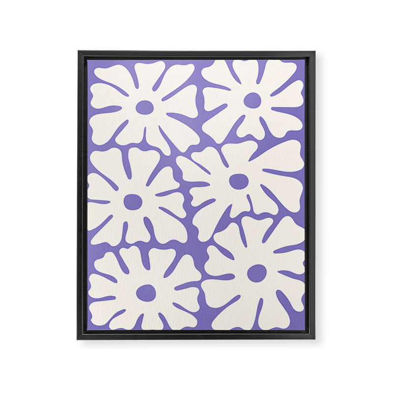 Mid-Century Flowers in Blue & White Framed Canvas Print Gallery Image 6