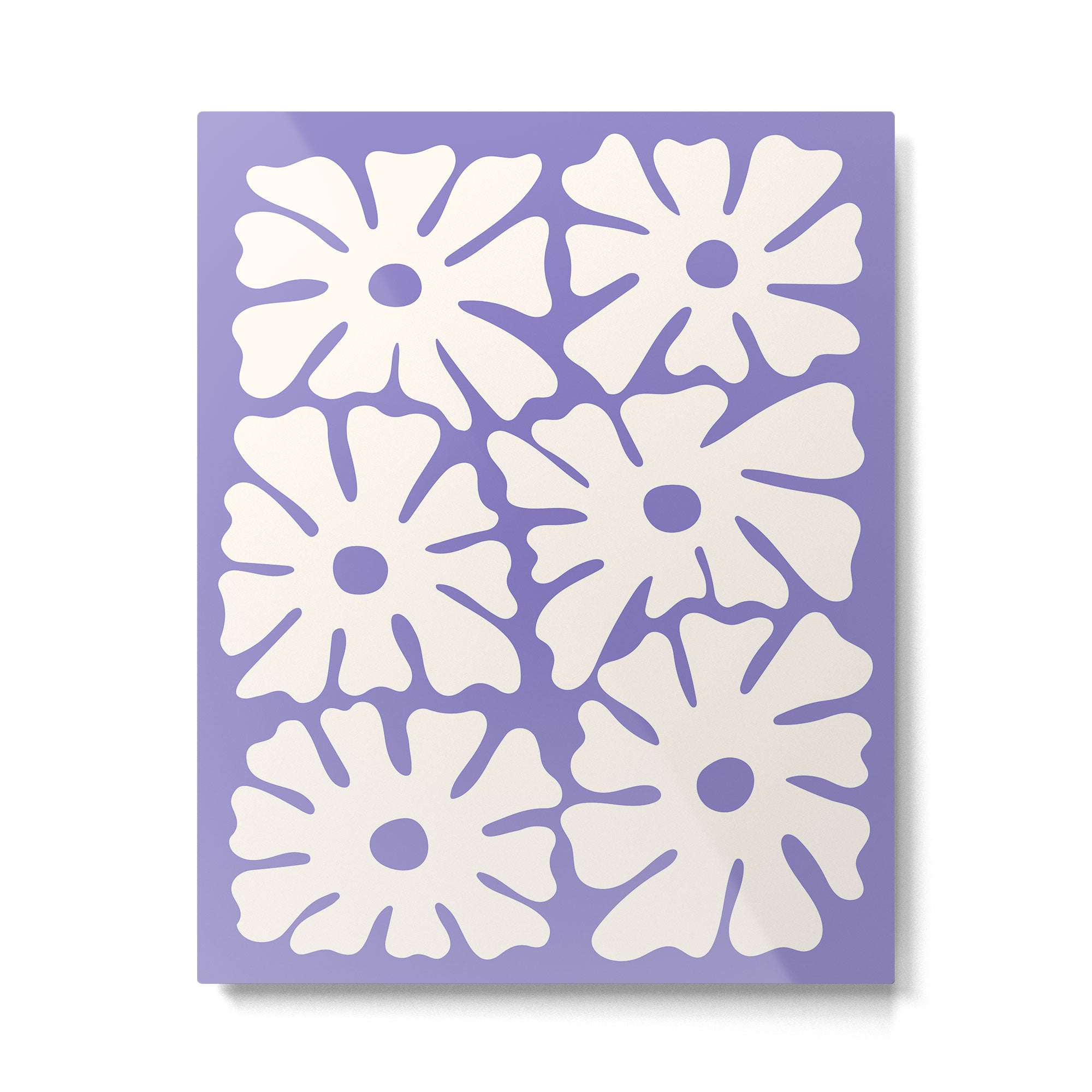 Mid-Century Flowers in Blue & White Metal Print Gallery Image 4