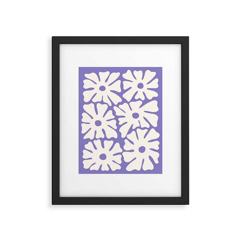 Mid-Century Flowers in Blue & White Framed Art Print Gallery Image 5