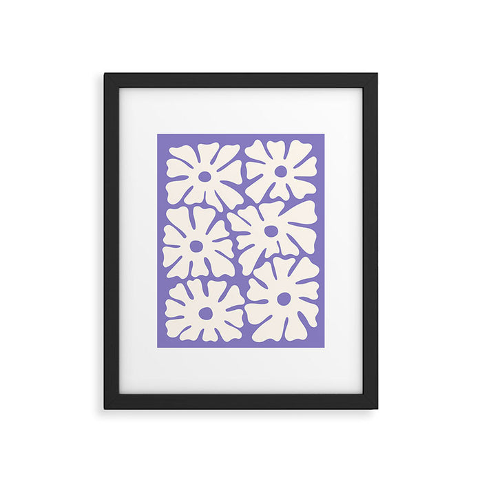 Mid-Century Flowers in Blue & White Framed Art Print Gallery Image 1