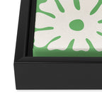 Mid-Century Flowers in Green & White Framed Canvas Print Gallery Image 3