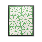 Mid-Century Flowers in Green & White Framed Canvas Print Gallery Image 6