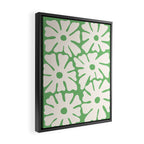 Mid-Century Flowers in Green & White Framed Canvas Print Gallery Image 2