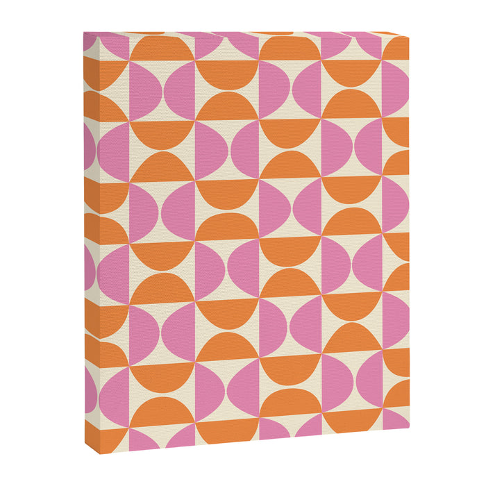 Mid-Century Geometric Shapes in Orange & Pink Canvas Print Gallery Image 1