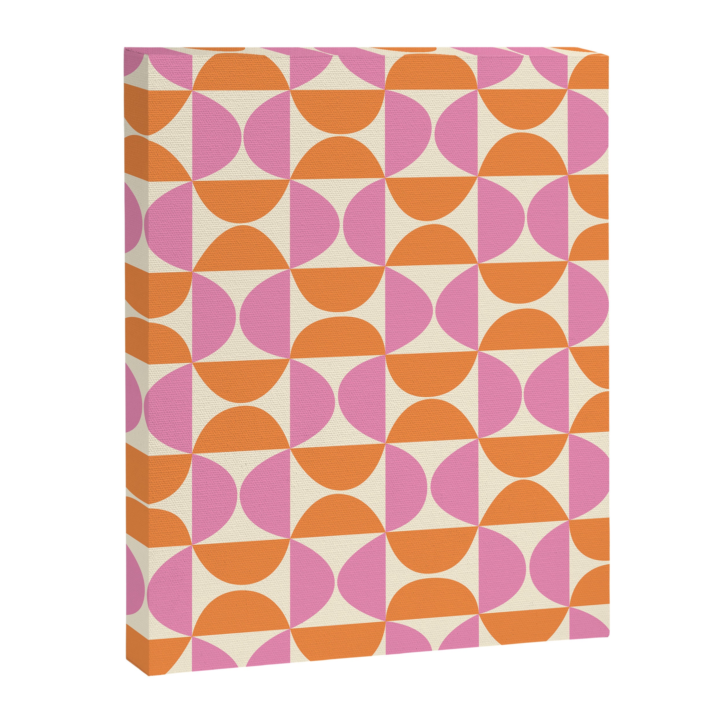 Mid-Century Geometric Shapes in Orange & Pink Canvas Print Gallery Image 6