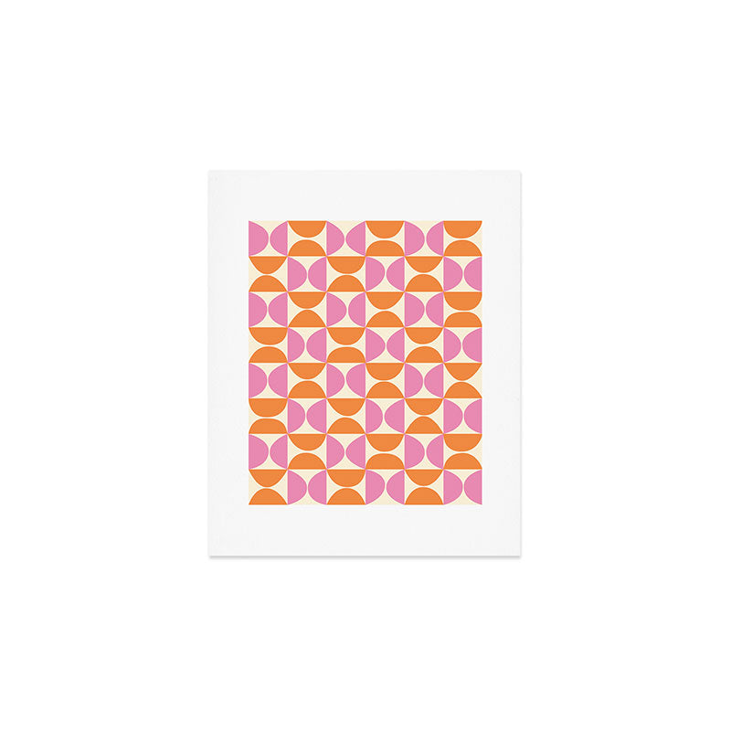 Mid-Century Geometric Shapes in Orange & Pink Art Print Gallery Image 1