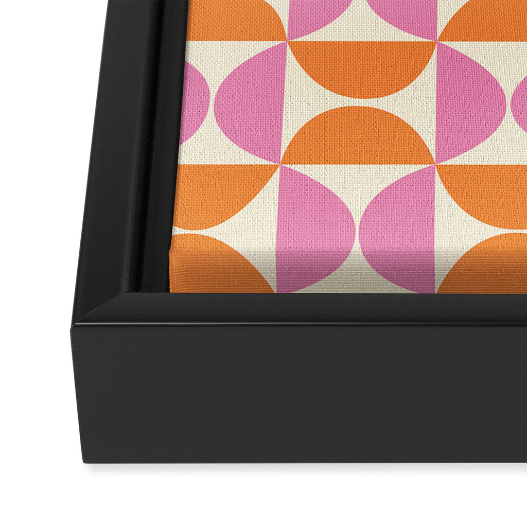 Mid-Century Geometric Shapes in Orange & Pink Framed Canvas Print Gallery Image 3