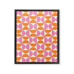 Mid-Century Geometric Shapes in Orange & Pink Framed Canvas Print Gallery Image 6