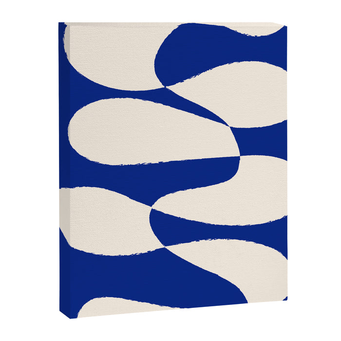 Mid-Century Modern Abstract Composition in Royal Blue & White Canvas Print Gallery Image 1