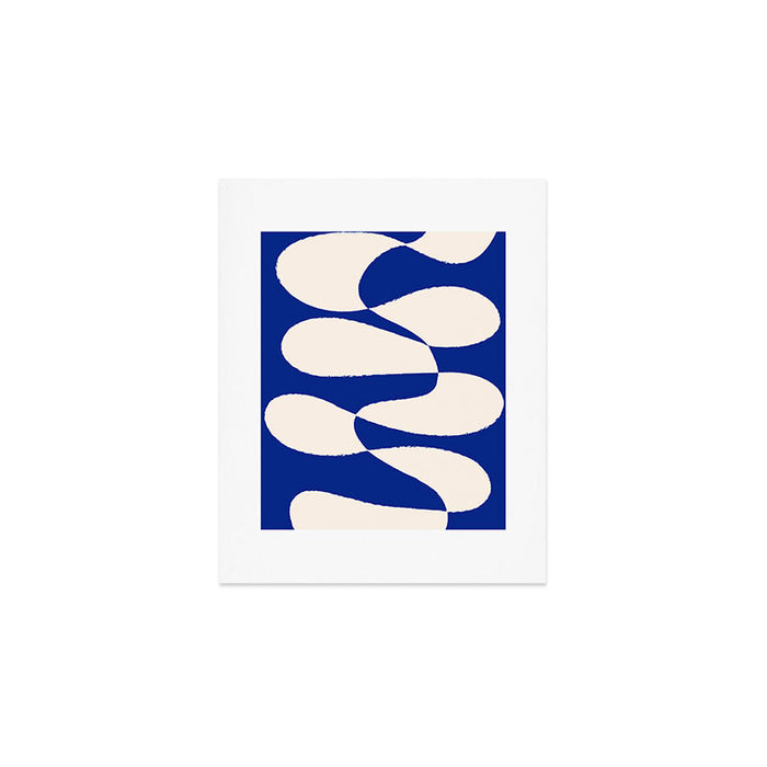 Mid-Century Modern Abstract Composition in Royal Blue & White Art Print Gallery Image 1