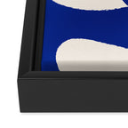 Mid-Century Modern Abstract Composition in Royal Blue & White Framed Canvas Print Gallery Image 3
