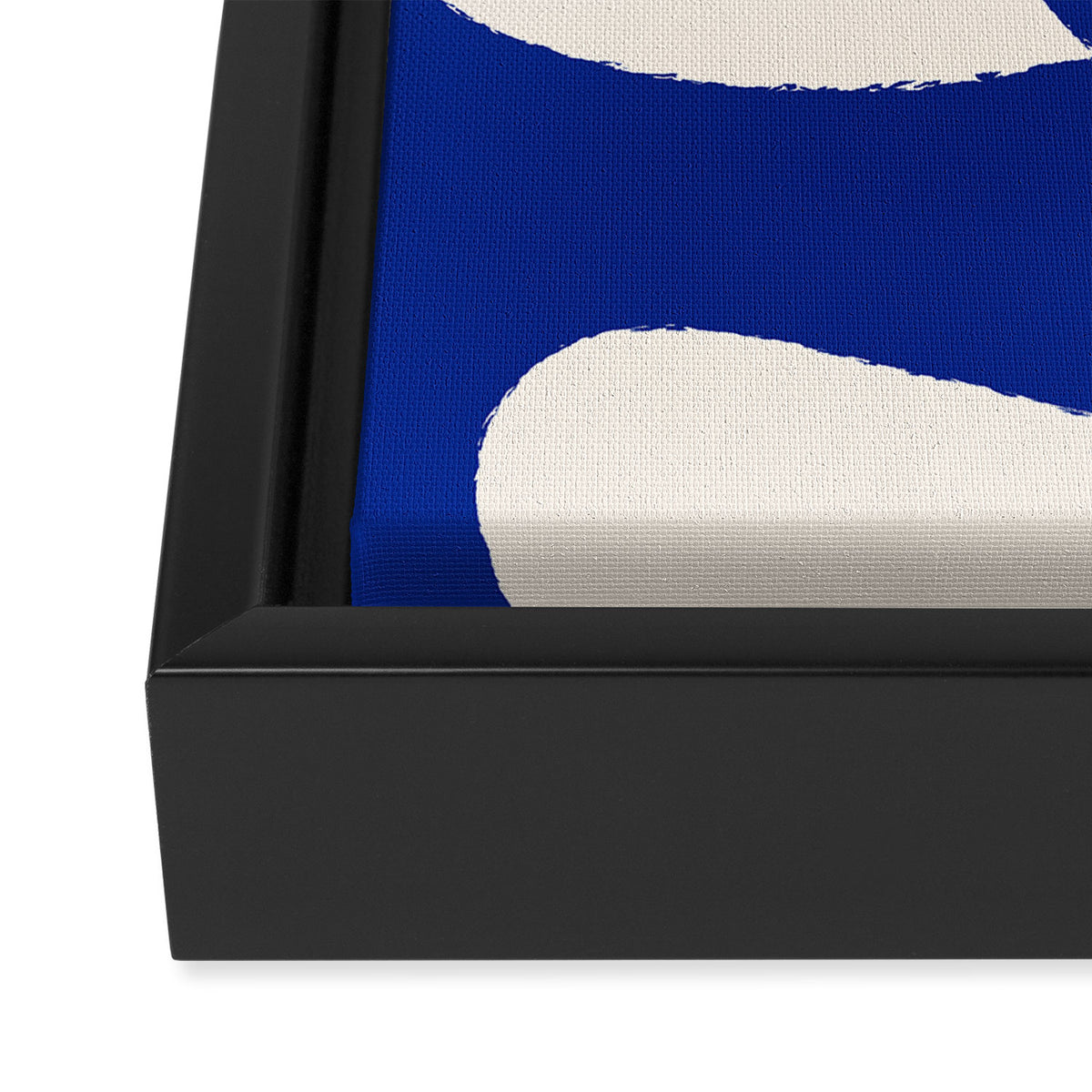 Mid-Century Modern Abstract Composition in Royal Blue & White Framed Canvas Print Gallery Image 3