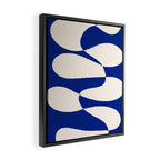 Mid-Century Modern Abstract Composition in Royal Blue & White Framed Canvas Print Gallery Image 2