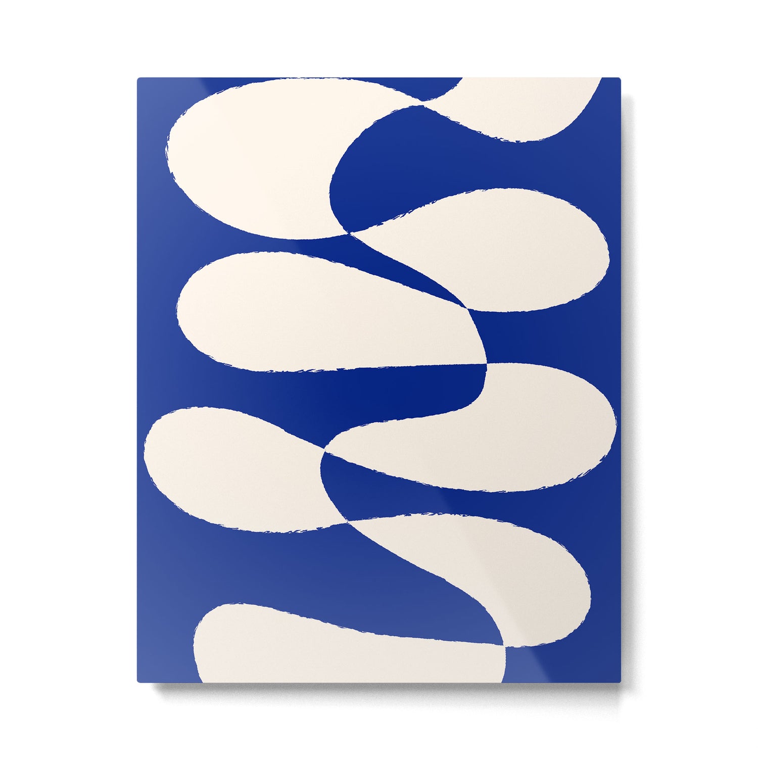 Mid-Century Modern Abstract Composition in Royal Blue & White Metal Print Gallery Image 4
