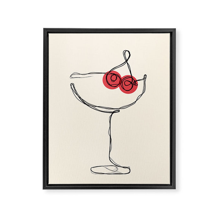 Minimalist Cherry Cosmo Cocktail Drink Framed Canvas Print Gallery Image 1