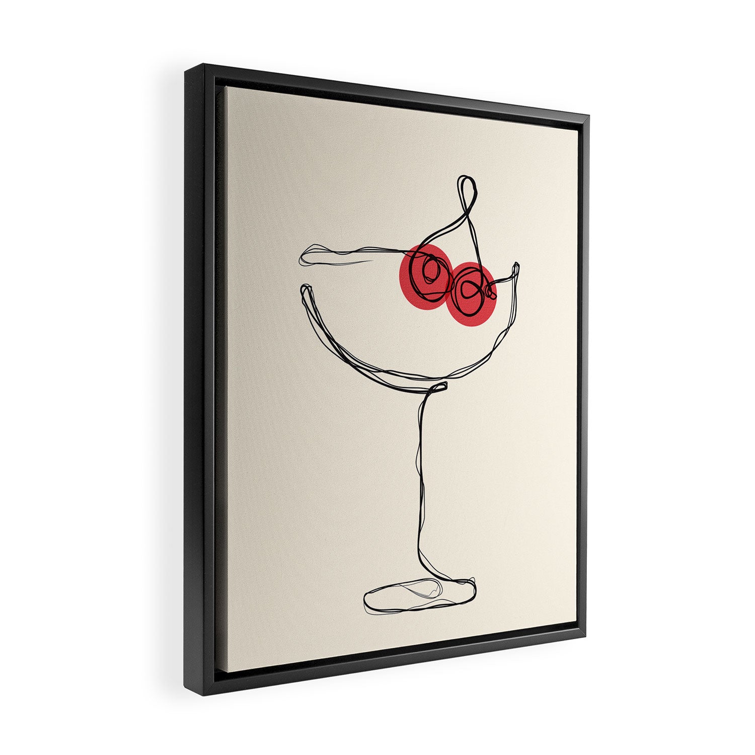 Minimalist Cherry Cosmo Cocktail Drink Framed Canvas Print Gallery Image 2