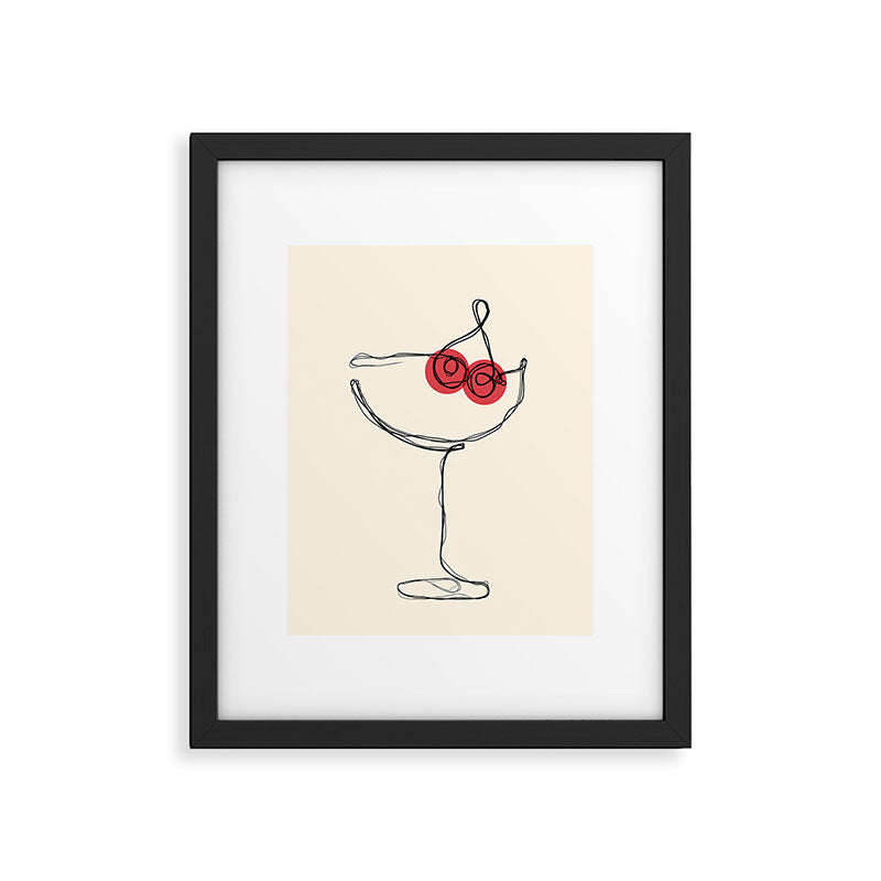 Minimalist Cherry Cosmo Cocktail Drink Framed Art Print Gallery Image 5