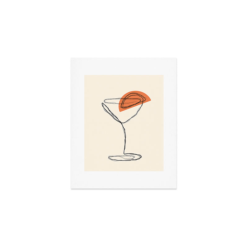 Minimalist Orange Martini Cocktail Drink Art Print Gallery Image 1