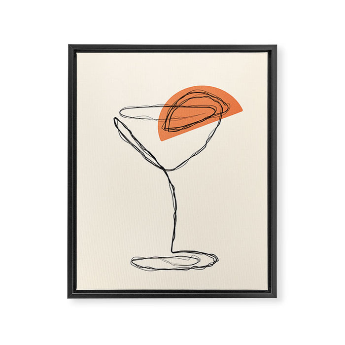Minimalist Orange Martini Cocktail Drink Framed Canvas Print Gallery Image 1