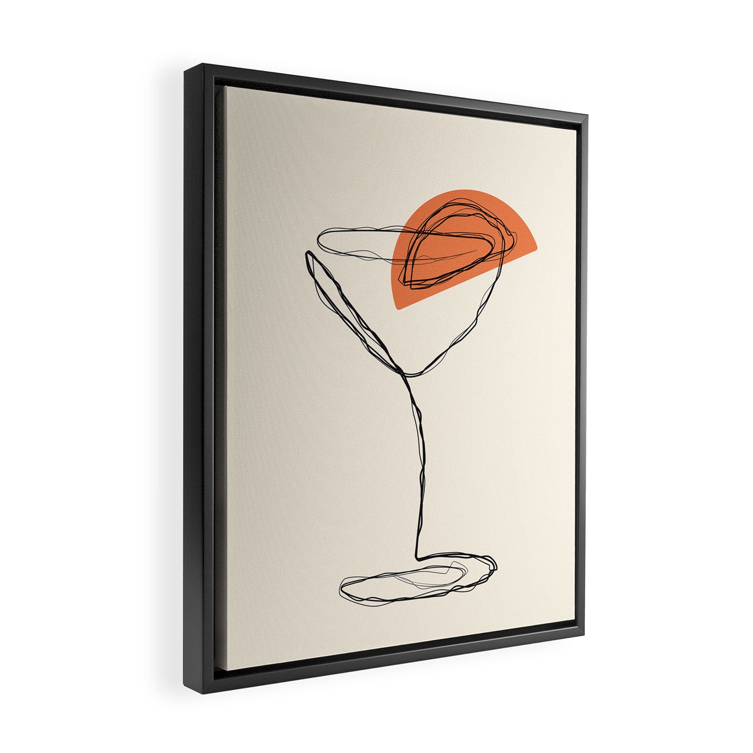 Minimalist Orange Martini Cocktail Drink Framed Canvas Print Gallery Image 2