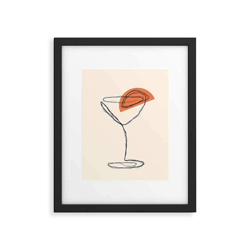 Minimalist Orange Martini Cocktail Drink Framed Art Print Gallery Image 5