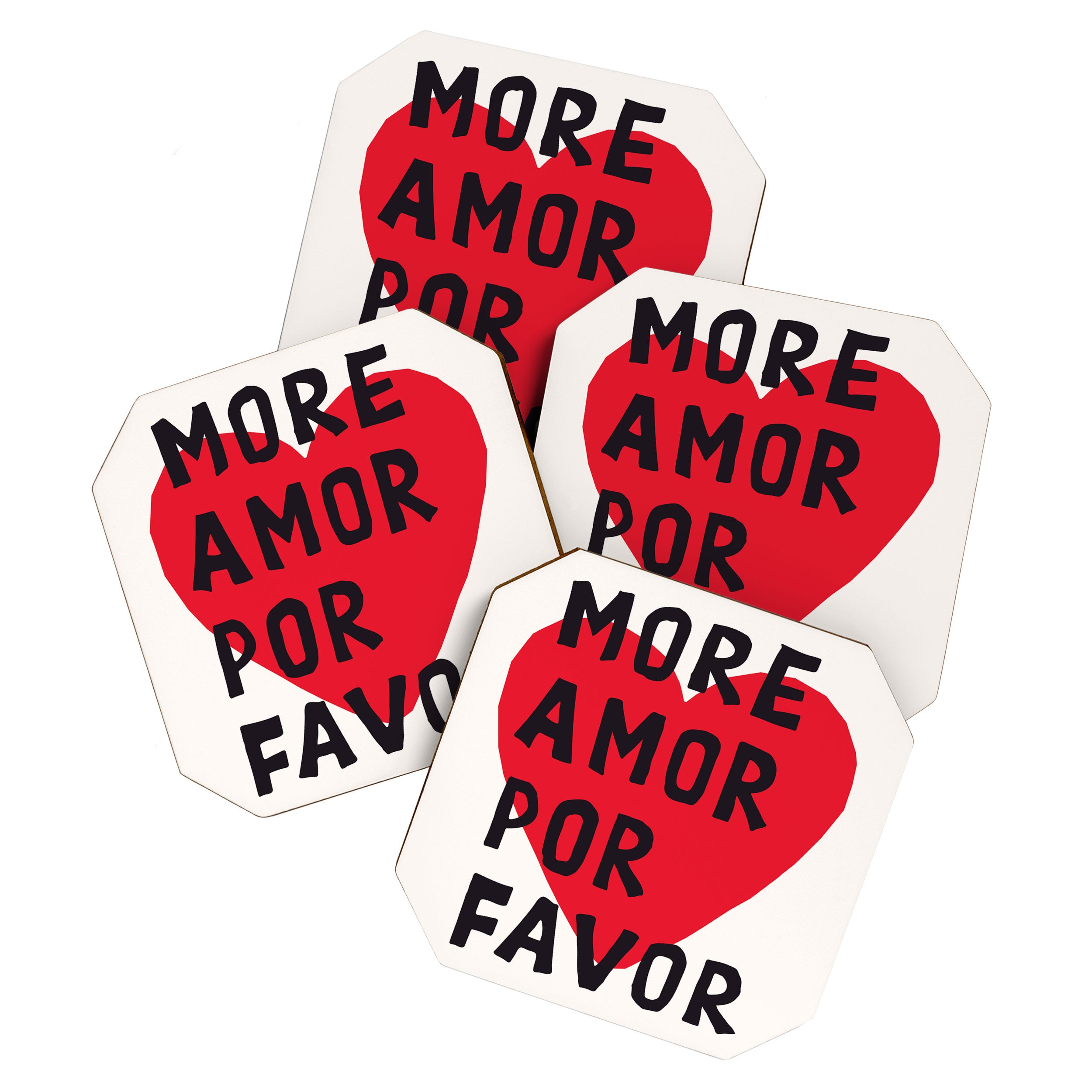 More Amor Por Favor in Black & White Coaster Gallery Image 1