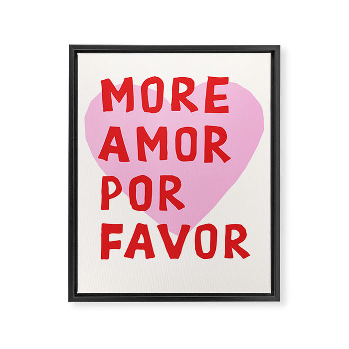More Amor Por Favor in Pink and Red Framed Canvas Print Gallery Image 1