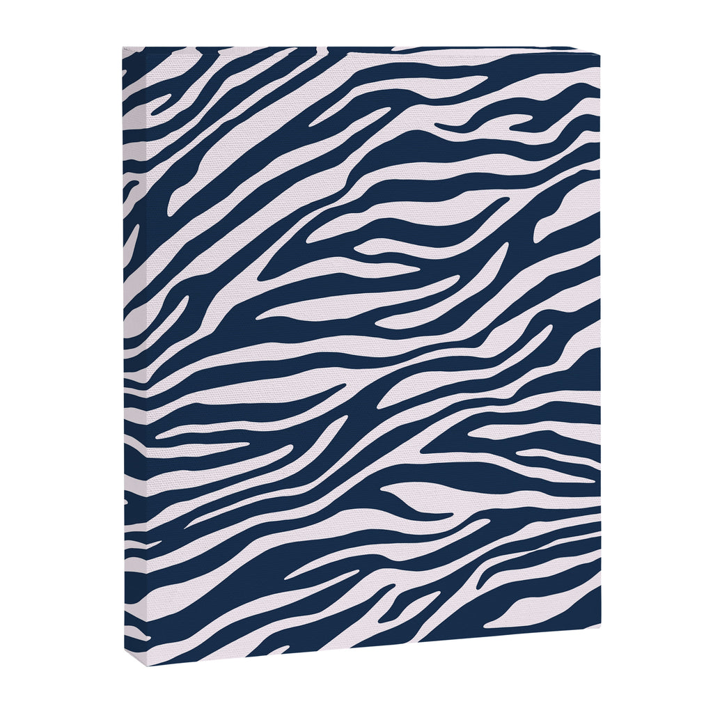 Navy Blue Zebra Animal Print Canvas Print Gallery Image 6