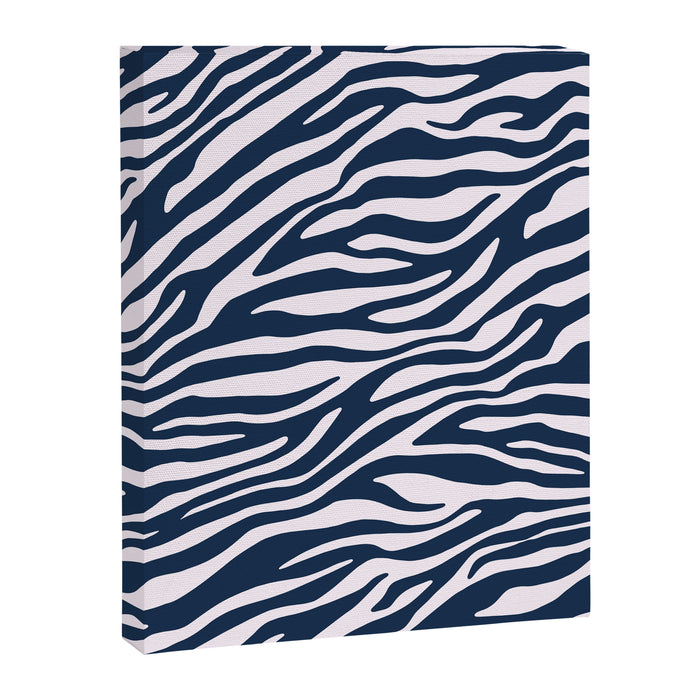 Navy Blue Zebra Animal Print Canvas Print Gallery Image 1