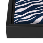 Navy Blue Zebra Animal Print Framed Canvas Print Gallery Image 3