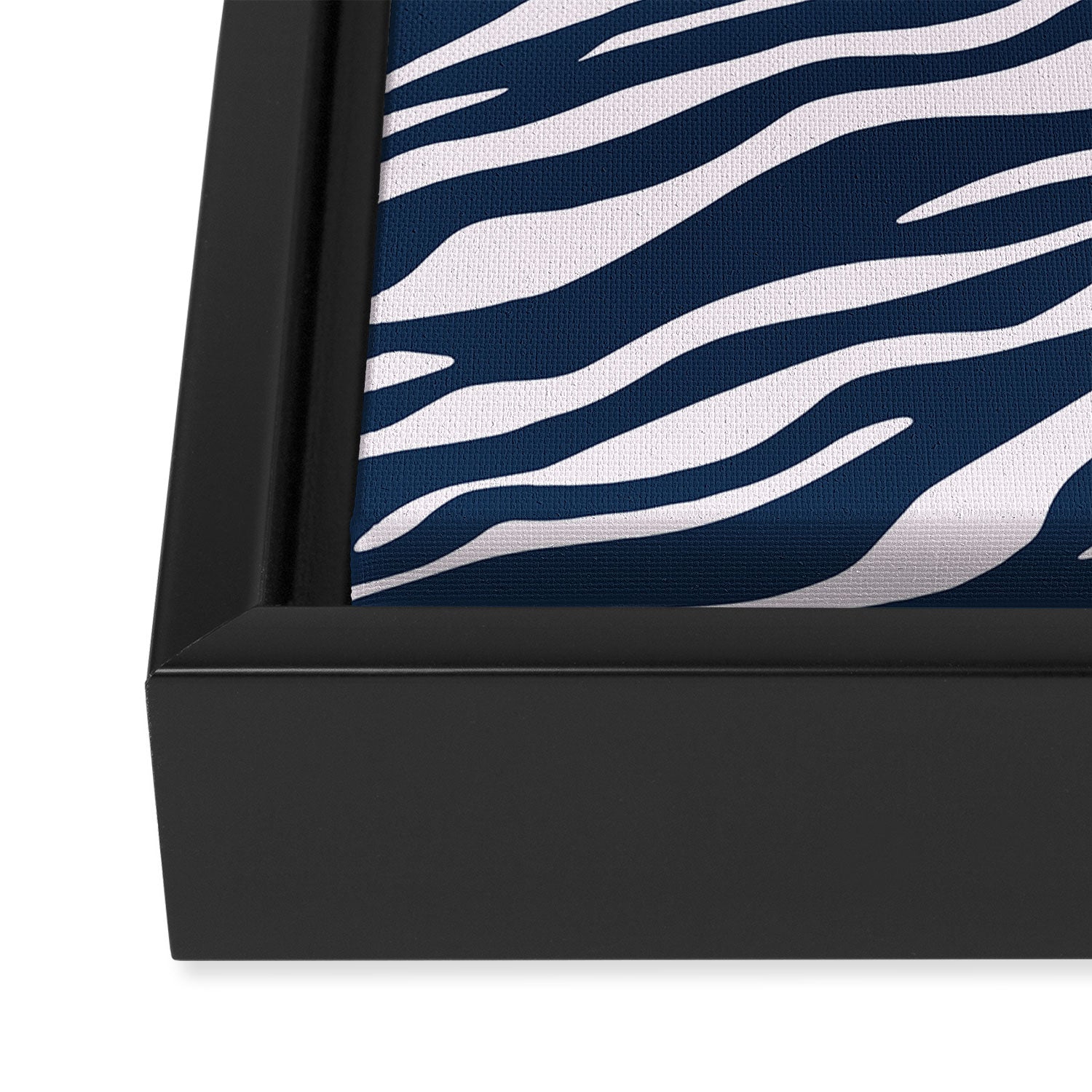 Navy Blue Zebra Animal Print Framed Canvas Print Gallery Image 3