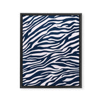 Navy Blue Zebra Animal Print Framed Canvas Print Gallery Image 6