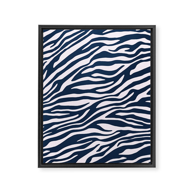 Navy Blue Zebra Animal Print Framed Canvas Print Gallery Image 6