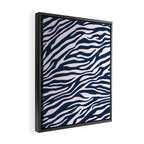Navy Blue Zebra Animal Print Framed Canvas Print Gallery Image 2