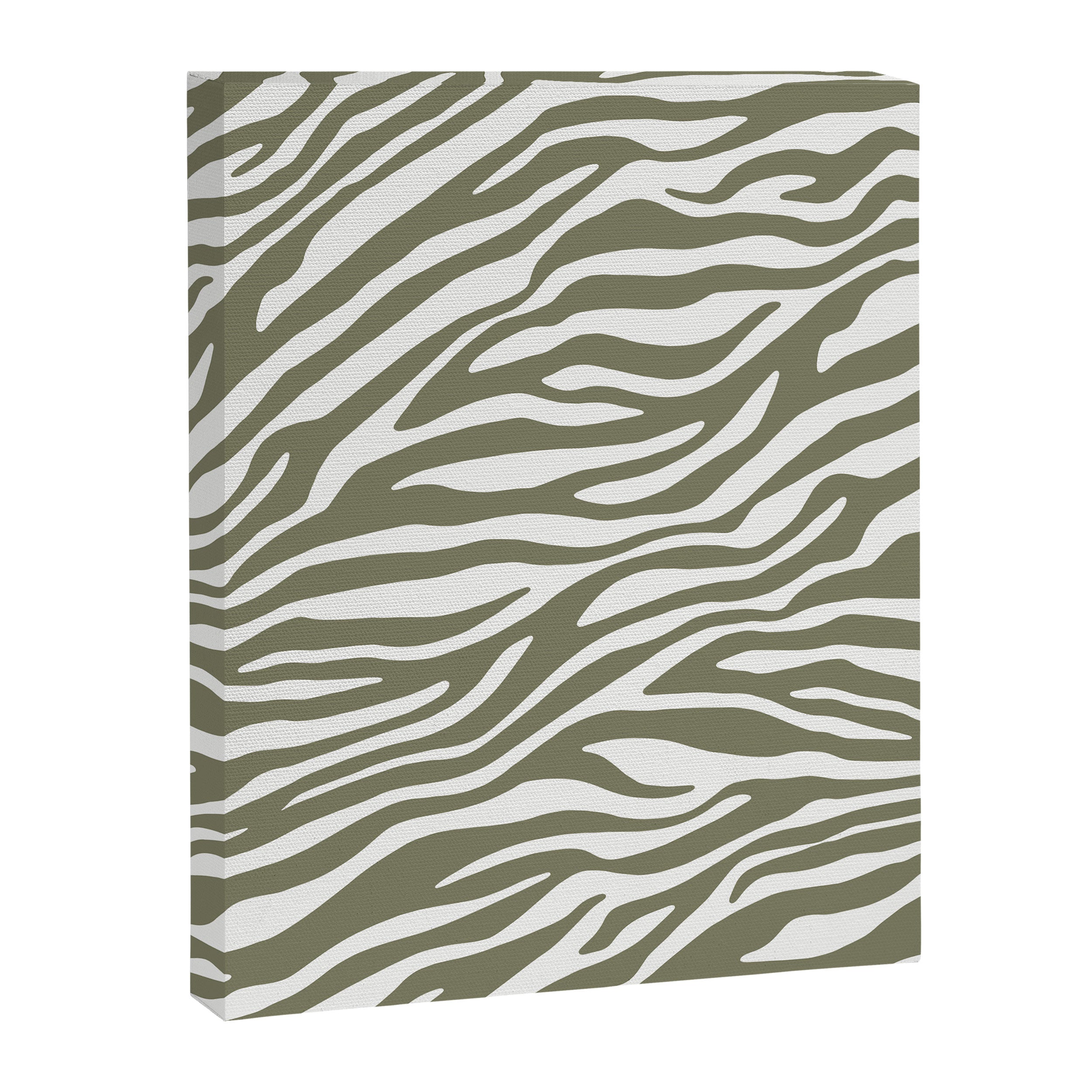 Olive Zebra Animal Print Canvas Print Gallery Image 6