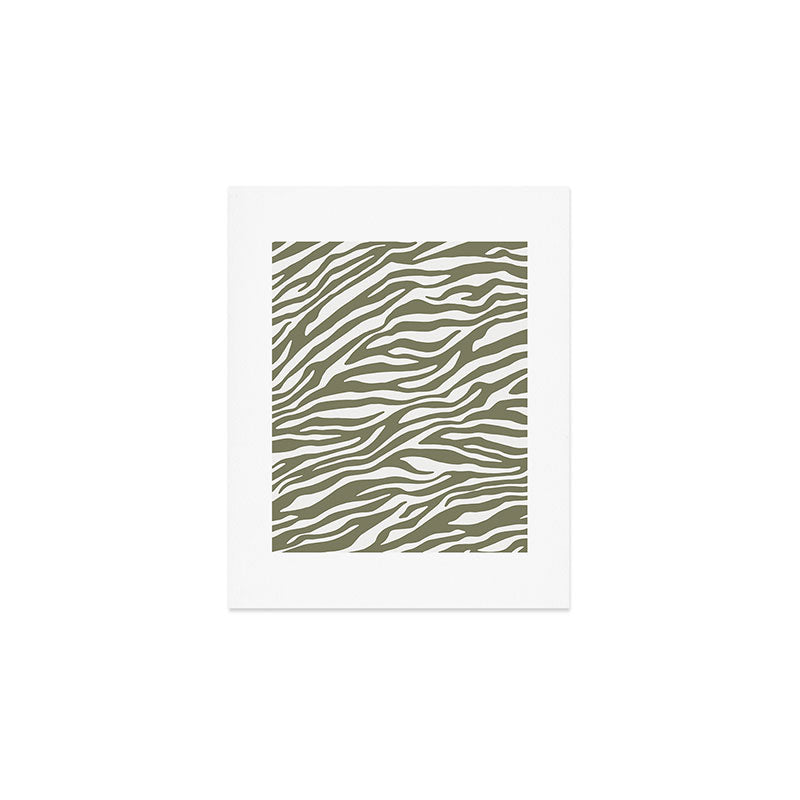 Olive Zebra Animal Print Art Print Gallery Image 1