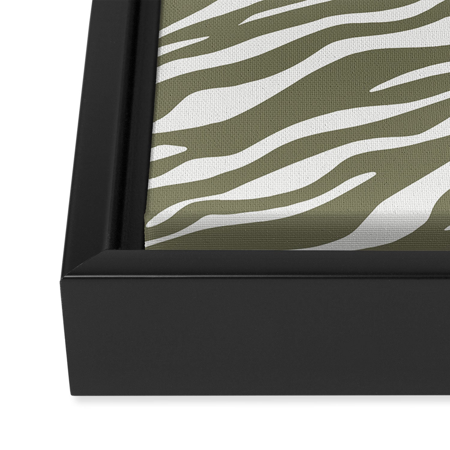 Olive Zebra Animal Print Framed Canvas Print Gallery Image 3