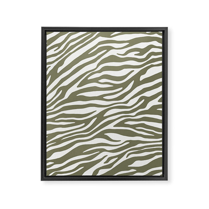 Olive Zebra Animal Print Framed Canvas Print Gallery Image 1