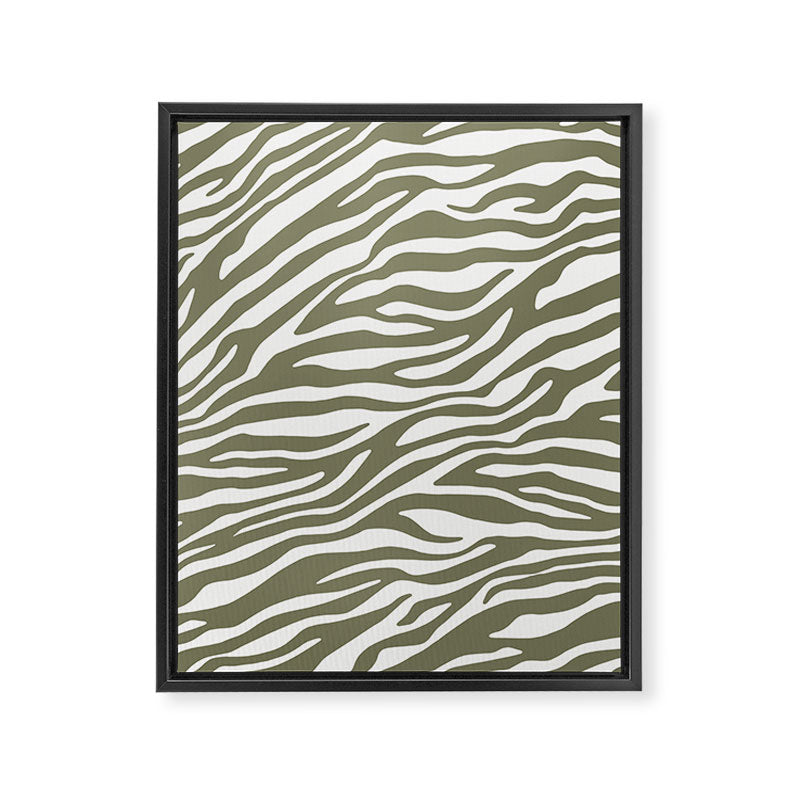 Olive Zebra Animal Print Framed Canvas Print Gallery Image 6