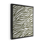 Olive Zebra Animal Print Framed Canvas Print Gallery Image 2