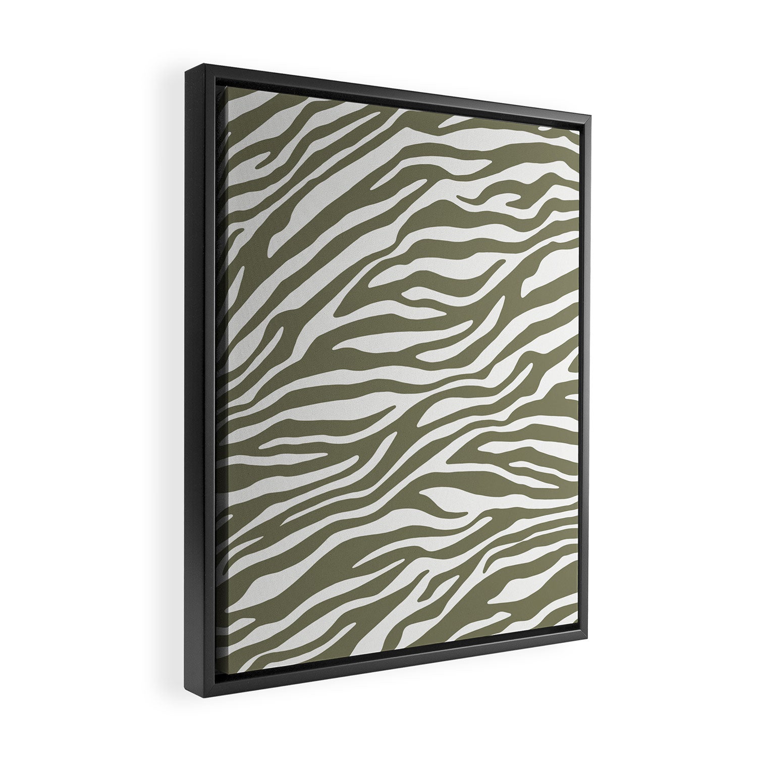 Olive Zebra Animal Print Framed Canvas Print Gallery Image 2