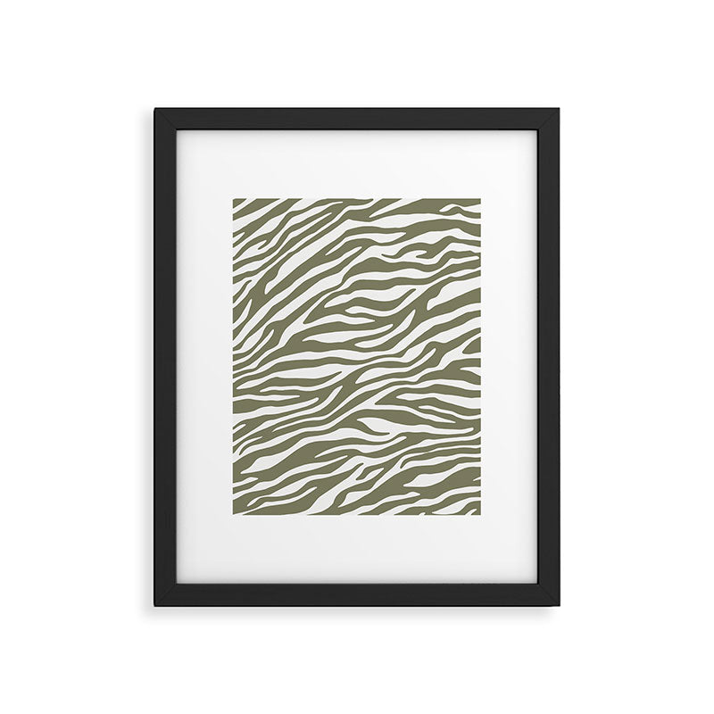 Olive Zebra Animal Print Framed Art Print Gallery Image 5