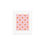 Orange Flower Pink & White Warped Double Checker Art Print Gallery Image 1