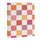 Orange, Pink & Yellow Checkered Pattern Canvas Print Gallery Image 6