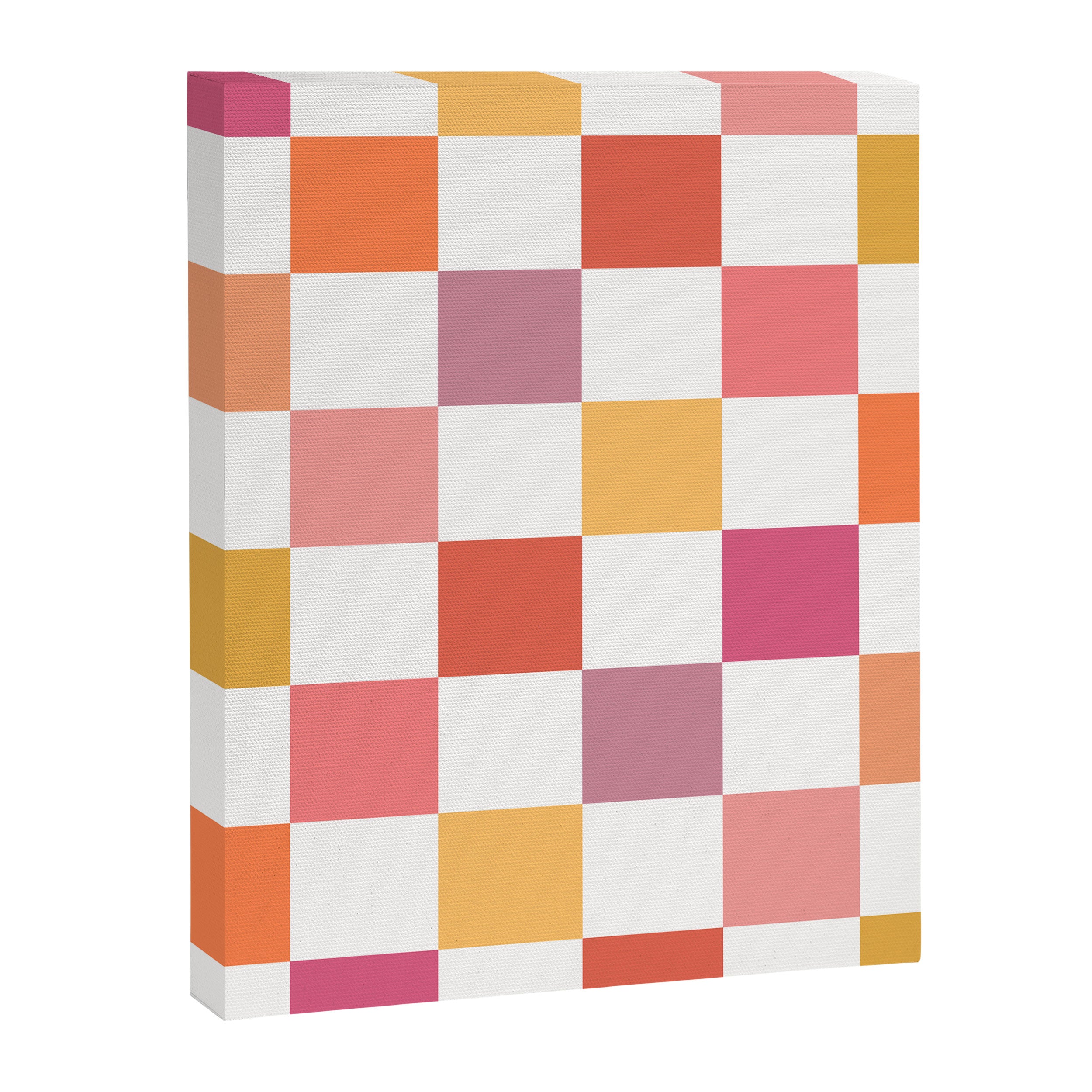 Orange, Pink & Yellow Checkered Pattern Canvas Print Gallery Image 6