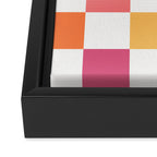 Orange, Pink & Yellow Checkered Pattern Framed Canvas Print Gallery Image 3